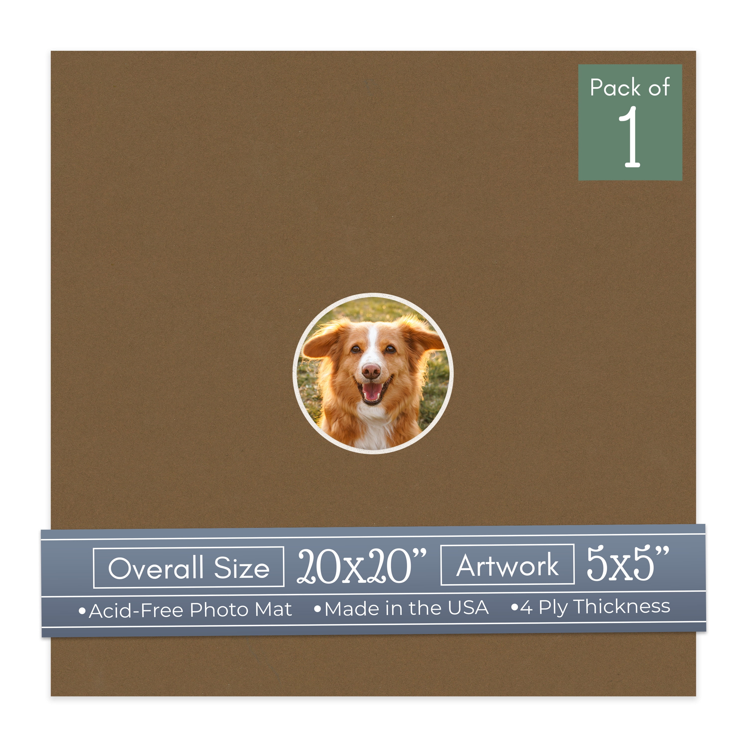 Mat Frame Arched Aged Oak Brown Picture Frame Mat for 20x20 Frames - Circle Opening for ...