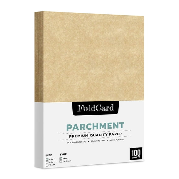 Aged Stationery Imitation Parchment Colored Regular Paper for Writing, Printing, Copy | 24lb Bond, 60lb Text (90GSM) | 8.5 x 11" | 100 Sheets per Pack