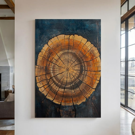 Aged Tree Rings Art Print – Natural Wood Cross-Section, Rustic Wall Decor, Organic Texture, Cabin Aesthetic, Earthy Home Accent Wall Art, Modern Wall Decor, 8x12 UNFRAMED