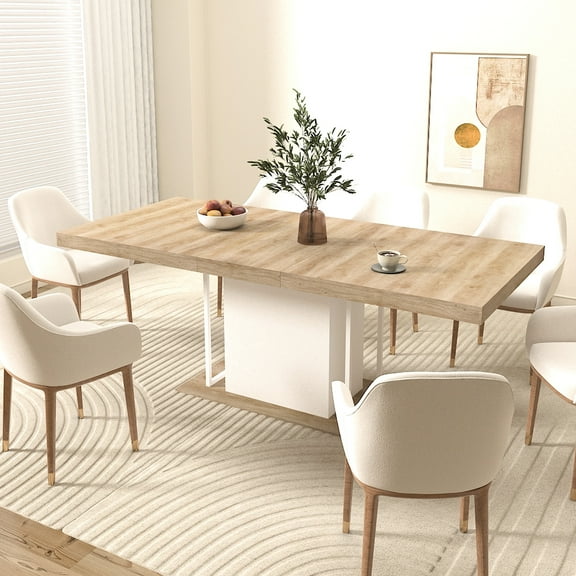 Aged Wood Style Extendable Dining Table, 160 - 200 Cm, 6 10 Seatings, White Oak, Baseplate Flavor, Seats, Solid