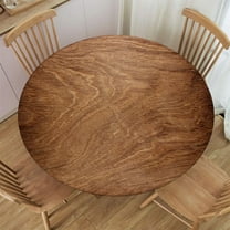 Aged Wooden Planks Texture Vertically Striped Elastic Edged Fitted Circular Tablecloth Table Cloth for Indoor Party Outdoor Patio Use Fit for Diameter 36-44 Table