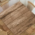 thumbnail image 1 of Aged Wooden Planks Texture Vertically Striped Fitted Square Table Covers Elastic Tablecloth Washable Waterproof or Outdoor Patio Party Dining, Fitted for 34"x34" Table Deaign2447, 1 of 5
