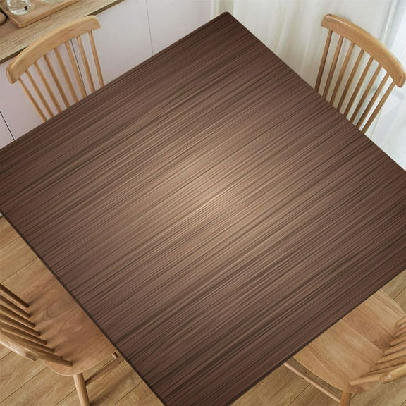Aged Wooden Planks Texture Vertically Striped Fitted Square Table Covers Elastic Tablecloth Washable Waterproof or Outdoor Patio Party Dining, Fitted for 34"x34" Table Deaign2567