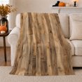 thumbnail image 1 of Aged gray brown wood plank print Flannel Blanket warm rustic cabin artwork Home Decor for couch bedroom den reading chair, Housewarming Gift for adults and hosts, 1 of 9