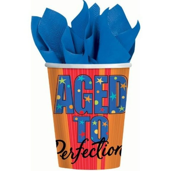 Aged to Perfection Over the Hill Adult Modern Birthday Party 9 oz. Paper Cups
