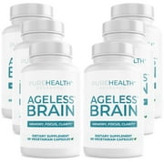 Ageless Brain Vitamins for Memory Support, Nootropic Brain Supplement, Brain Health Supplements for Adults with Vitamin B6, Alpha GPC, Bacopa Monnieri by PureHealth Research, 6 Bottles