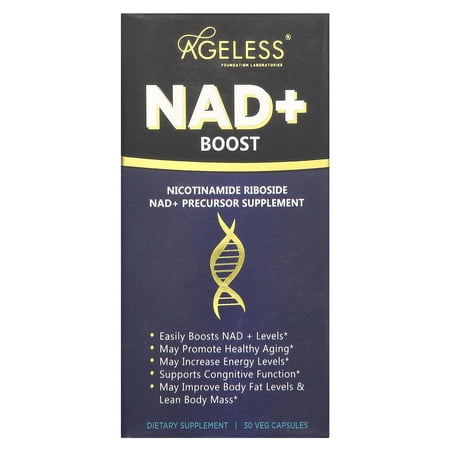 Ageless Foundation Laboratories NAD+ Boost, 30 Veg Capsules