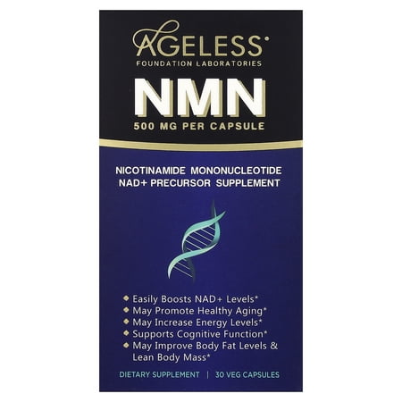 Ageless Foundation Laboratories NMN, 500 mg, 30 Veg Capsules