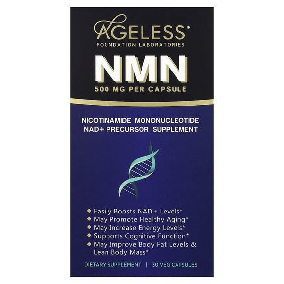 Ageless Foundation Laboratories NMN, 500 mg, 30 Veg Capsules