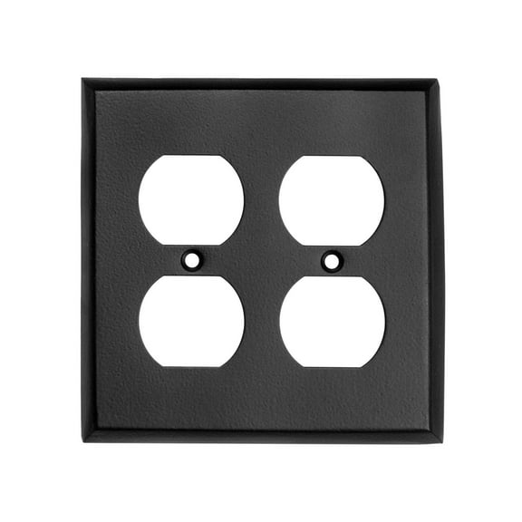 Ageless Iron 600956-Double-Duplex-Outlet-Plate Rustic Black (4.875" X 4.875") 2-Gang