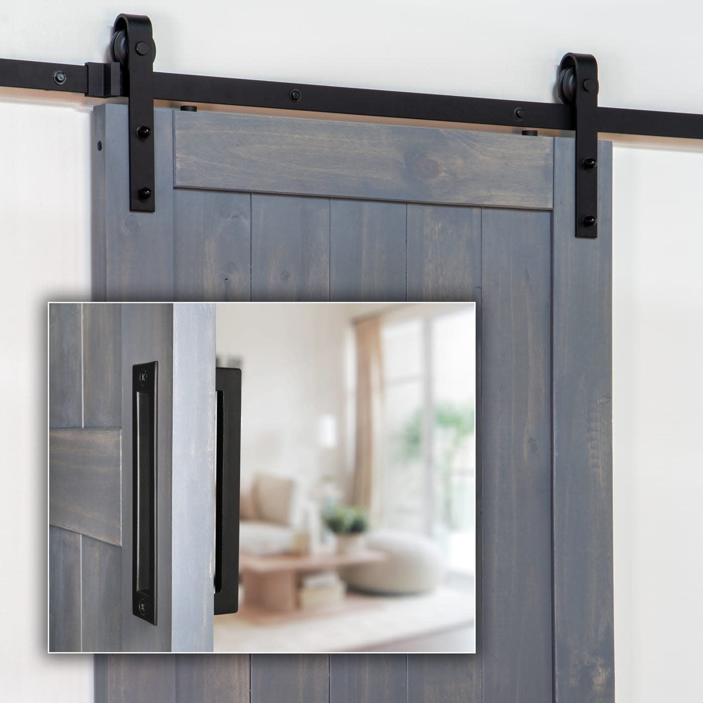 Ageless Black Iron Barn Door Kit with Roller Grip