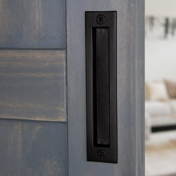 Ageless Iron Bd_Flpull Rustic Black Cast Iron 8"" Center To Center Single Recessed Flush
