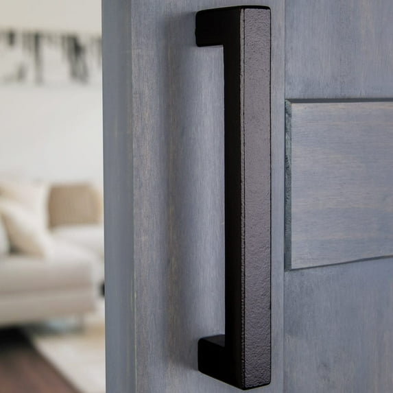 Ageless Iron Bd_Grip Rustic Cast Iron Matte Black 8" Center To Center Single Sliding Barn