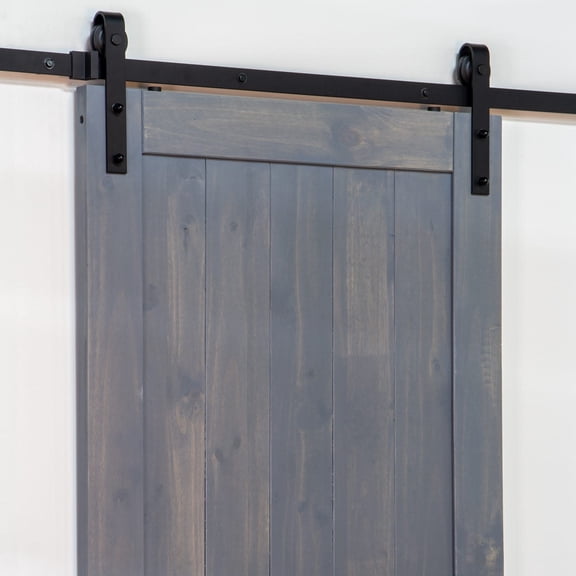 Ageless Iron Bd_Kit Rustic Black Iron 78-3/4" Barn Door / Sliding Door Hardware Roller