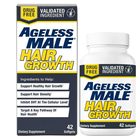 Ageless Male Hair Regrowth Supplement, 42 Softgel Tablets, 21 Servings