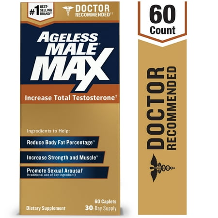 (3 pack) (3 pack) Ageless Male Max Total Testosterone & Nitric Oxide Booster, Capsules, 60 Ct.