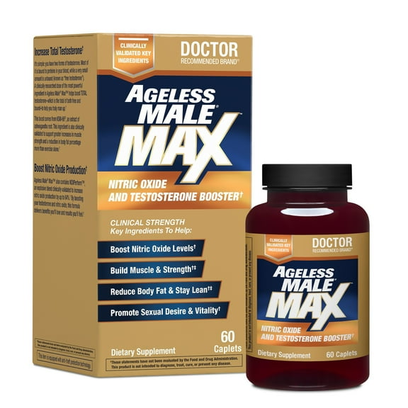 Ageless Male Max Total Testosterone Booster for Men with Ashwagandha, 60 Capsules