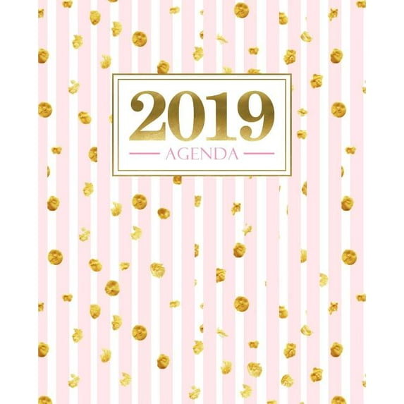 Agenda 2019: 19x23cm: Agenda 2019 settimanale italiano: Strisce rosa con macchie dorate 4701 Italian Edition Paperback 1640014705 9781640014701 Papeterie Bleu