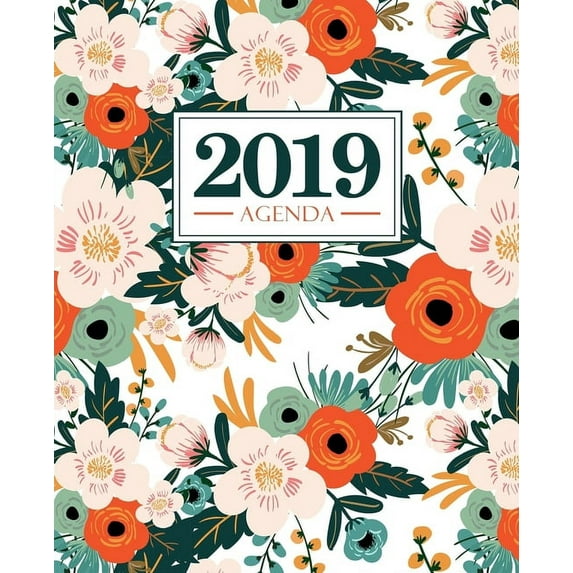 Agenda 2019: 19x23cm: Agenda 2019 settimanale italiano: fiori rosa e arancioni su bianco 5029 Italian Edition Paperback 1640015027 9781640015029 Papeterie Bleu