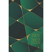 Agenda 2021 2022 Planificador 21-22 semana vista, calendario semanal, de Junio de 2021 a junio de 2022, Planificadora diaria y mensual, color verde dorado Paperback
