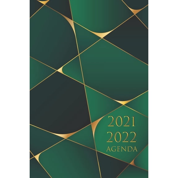 Agenda 2021 2022: semainier, 1 semaine sur deux pages, de Juin 2021 Juin 2022, Format (15,24 * 22,86 cm) couleur: vert or (Paperback)