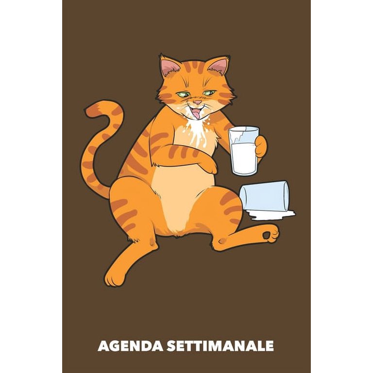 Agenda Settimanale : Una Grande Notte Miao A5 manoscritto floreale - Agenda  con Pianificatore Settimanale 52 settimane per Proprietario del Gatto  (marrone) (Paperback) 