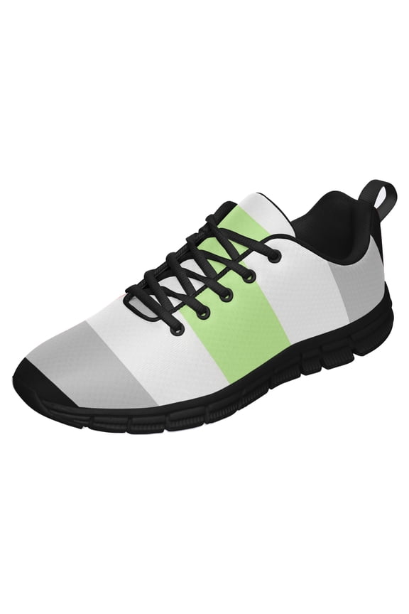 Agender Flag Shoes Men Women Fashion Rainbow Sneakers Lightweight Breathable Running Shoes Gift for Gay Lesbian Black Size 10