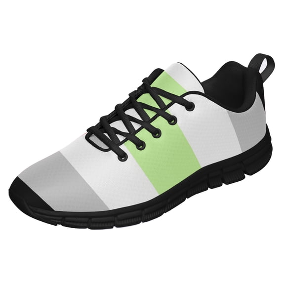 Agender Flag Shoes Men Women Fashion Rainbow Sneakers Lightweight Breathable Running Shoes Gift for Gay Lesbian Black Size 4.5