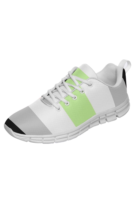 Agender LGBT Pride Shoes Men Women Fashion Rainbow Sneakers Lightweight Breathable Running Shoes Gift for Gay Lesbian White Size 7