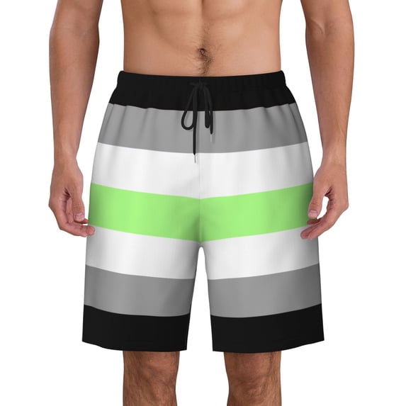 Agender Pride Flag Men'S Beach Pants Quick Dry Short Swim Trunks With With Pockets And Mesh Lining Swimwear Beach Bathing Shorts X-Large