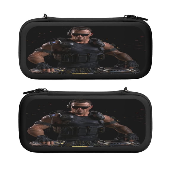 Agent Dj (5), Carrying Case For Nintendo Switch & OLED Version, Eva Lightweight Shockproof Protective Pouch Case for Game Console & Accessories with 10 Game Card Slot & Wristband, Black