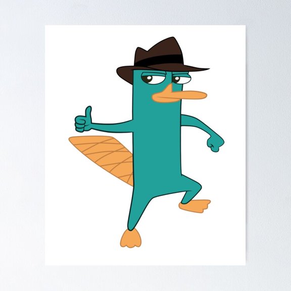 Agent P Perry The Platypus Secret Agent Phineas Ferb Cartoon Wall Decor, Unframed Canvas