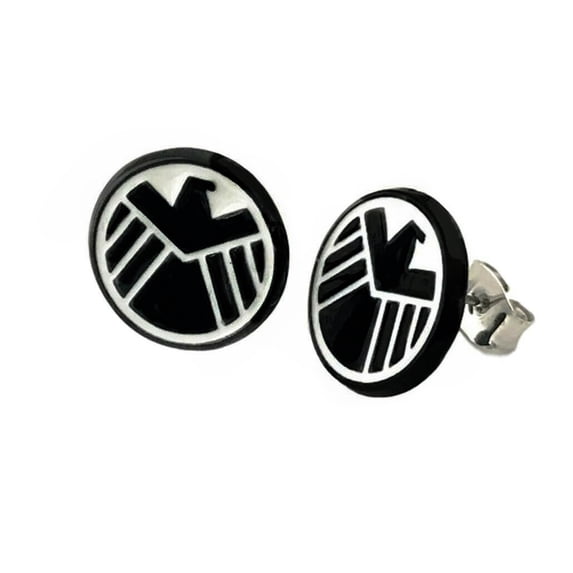 Agents of Shield 1/2 Inch Tall Enamel Metal Stud Earrings