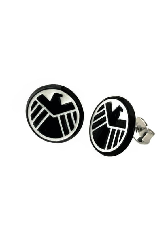 Agents of Shield 1/2 Inch Tall Enamel Metal Stud Earrings