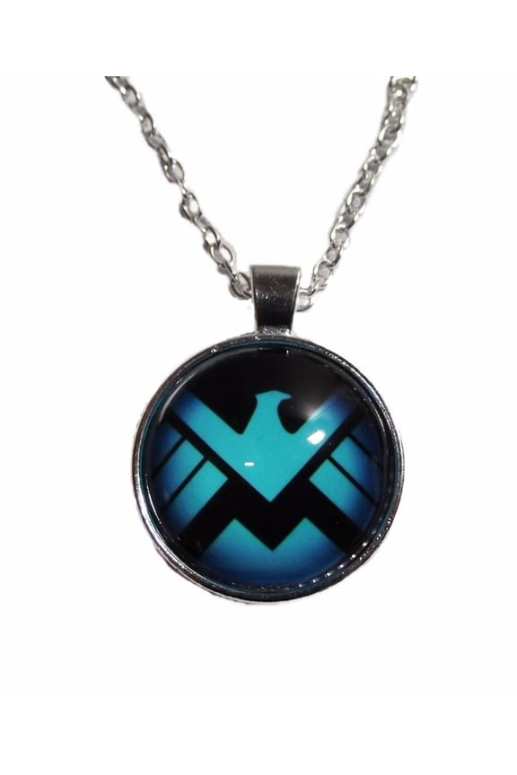 Blue Logo Glass Dome Pendant on 20" Chain