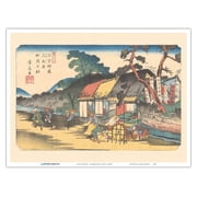 Ageo Station - from Sixty-nine Stations of Kiso Road - Vintage Japanese Ukiyo-e Woodblock Print by Hiroshige, Eisen c.1800s - Master Art Print Unframed 9in x 12in
