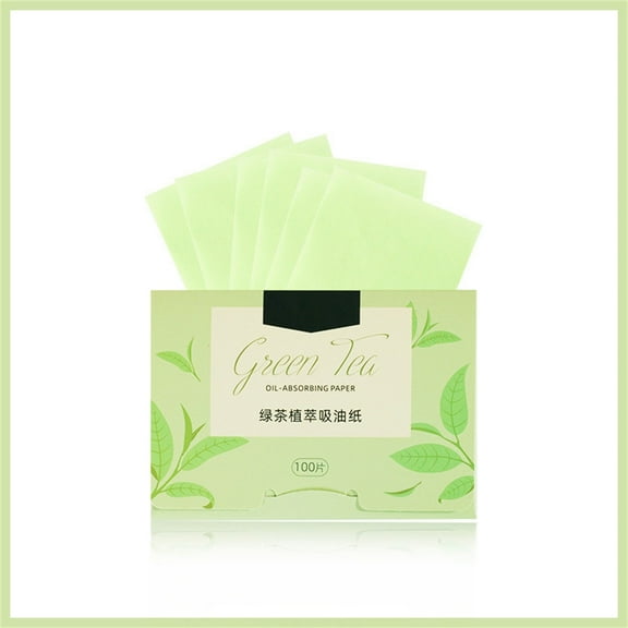 Ageoie 100Pc Oil Blotting Sheets for Face 3.9*2.8'',Natural Green Tea Premium Oil Absorbing Tissues Paper Large,A