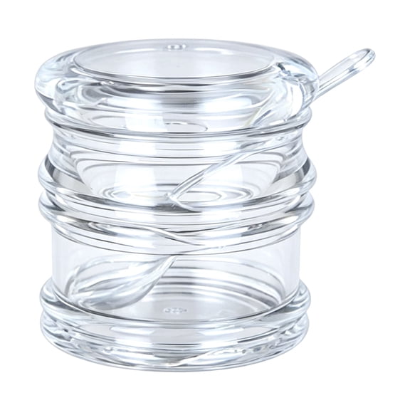 Ageoie Clear Acrylic Sugar Bowl Seasoning Box Condiment Pot with Spoon and Lid