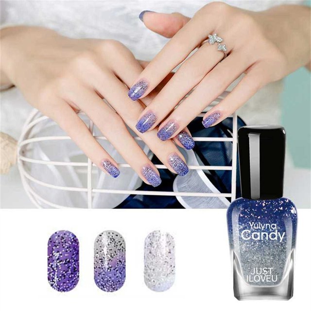 Ageoie Clearance! Nail Care Agents Temperature Change Nail Polish Color