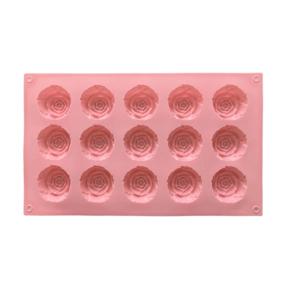 Ageoie Rose Silicone Mold, 15-Cavities Small Rose Flower Silicone Molds, Chocolate Molds for Candy, Ice, Gummy, Cupcake, Light Pink
