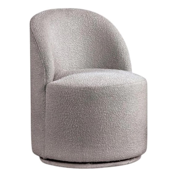 Ager Side Dining Swivel Chair-Curved Barrel Style-Gray Boucle Chenille