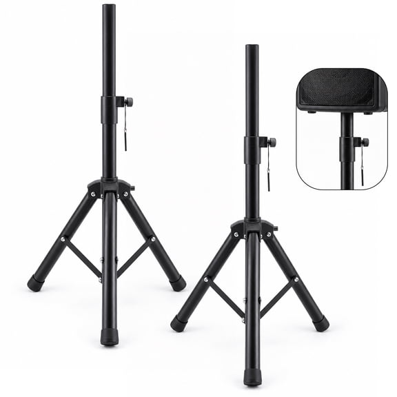 Agesis Speaker Stands 2 Pack, Height Adjustable 2643 Inch Tripod Speaker Stand, 35mm Universal Mount with Safety Pin & Knob Lock for DJ, PA, Studio, Home