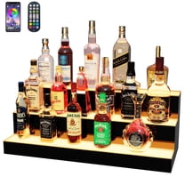 Ageszoe 3 Tier, 40" LED Wine Shelf with Remote Control Acrylic Illuminated Liquor Bottle Display Shelf Commercial Home Bar