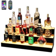 Ageszoe 3 Tier, 40" LED Wine Shelf with Remote Control Acrylic Illuminated Liquor Bottle Display Shelf Commercial Home Bar