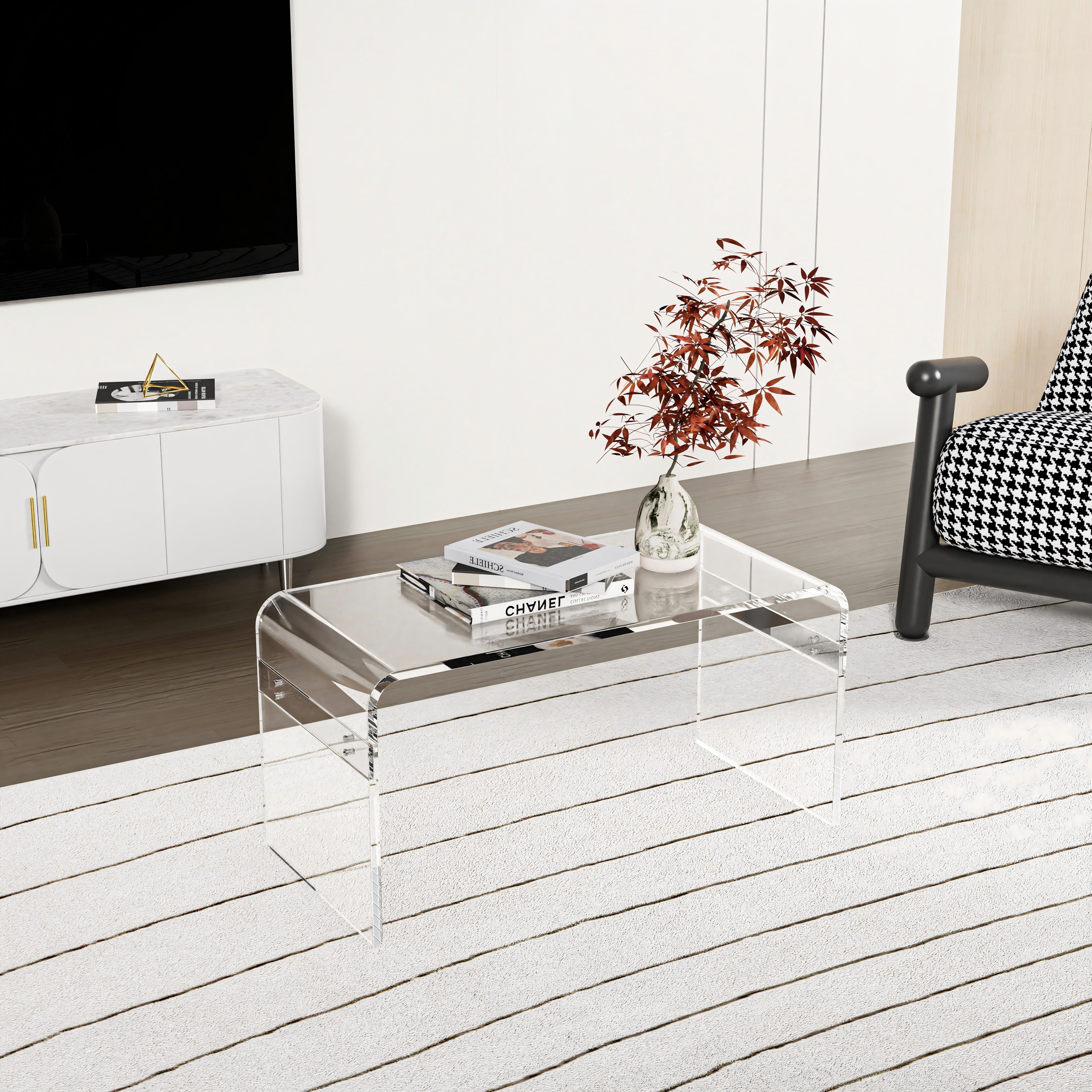 "Ageszoe Modern Acrylic Coffee Table 32""x16""x16"" for Living Room ...