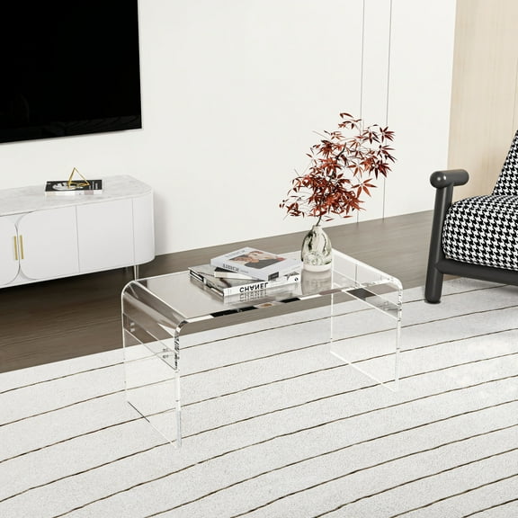 Ageszoe Coffee Table,Acrylic Modern Clear End Table,Kid's Table for Livingroom, 32"L x 16"W x 16"H"