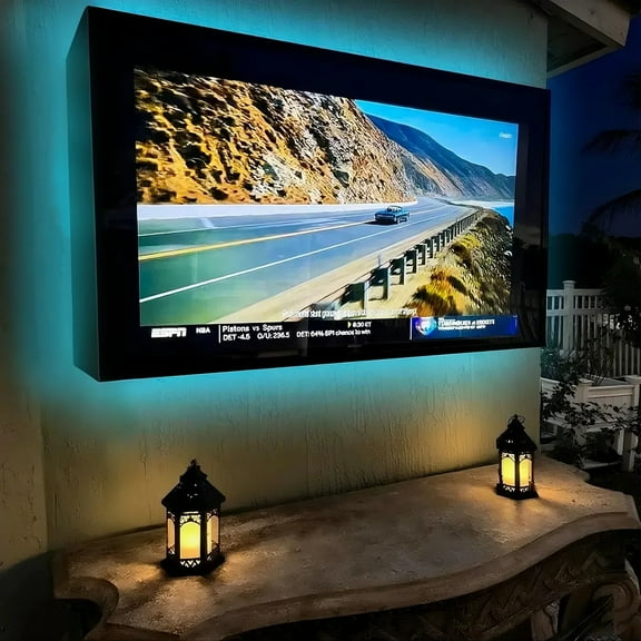 Ageszoe TV Cover Weatherproof Outdoor 40-43inch Black with LED Light,Durable UV resistant Television Enclosure