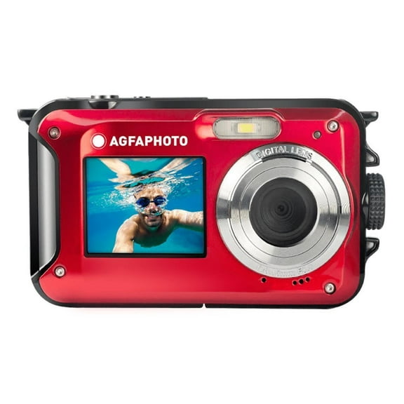 Agfa Photo WP8000 Waterproof Digital Camera with 2.7-Inch LCD Screen, CMOS Sensor and Dual Screen (Red)