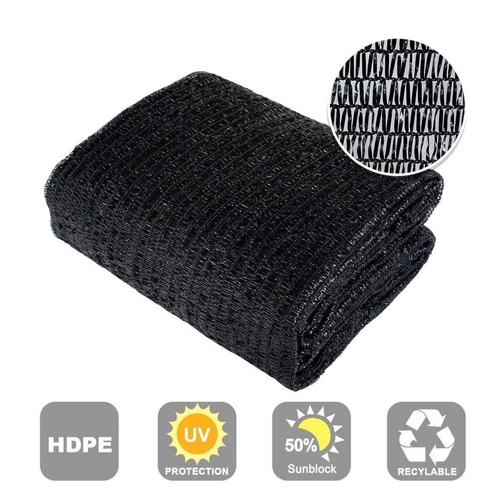 Agfabric 50% Sunblock Shade Cloth 10x20ft Black -Cut Edge with Free clips for Plant Cover Greenhouse,Barn,Kennel, Pool, Pergola or Carport