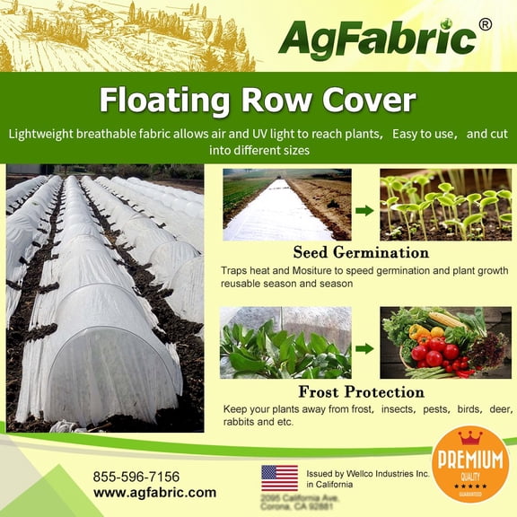Agfabric Floating Row Cover Plant Blanket - 0.55oz 7x50ft for Frost Protection and Terrible Weather Resistant